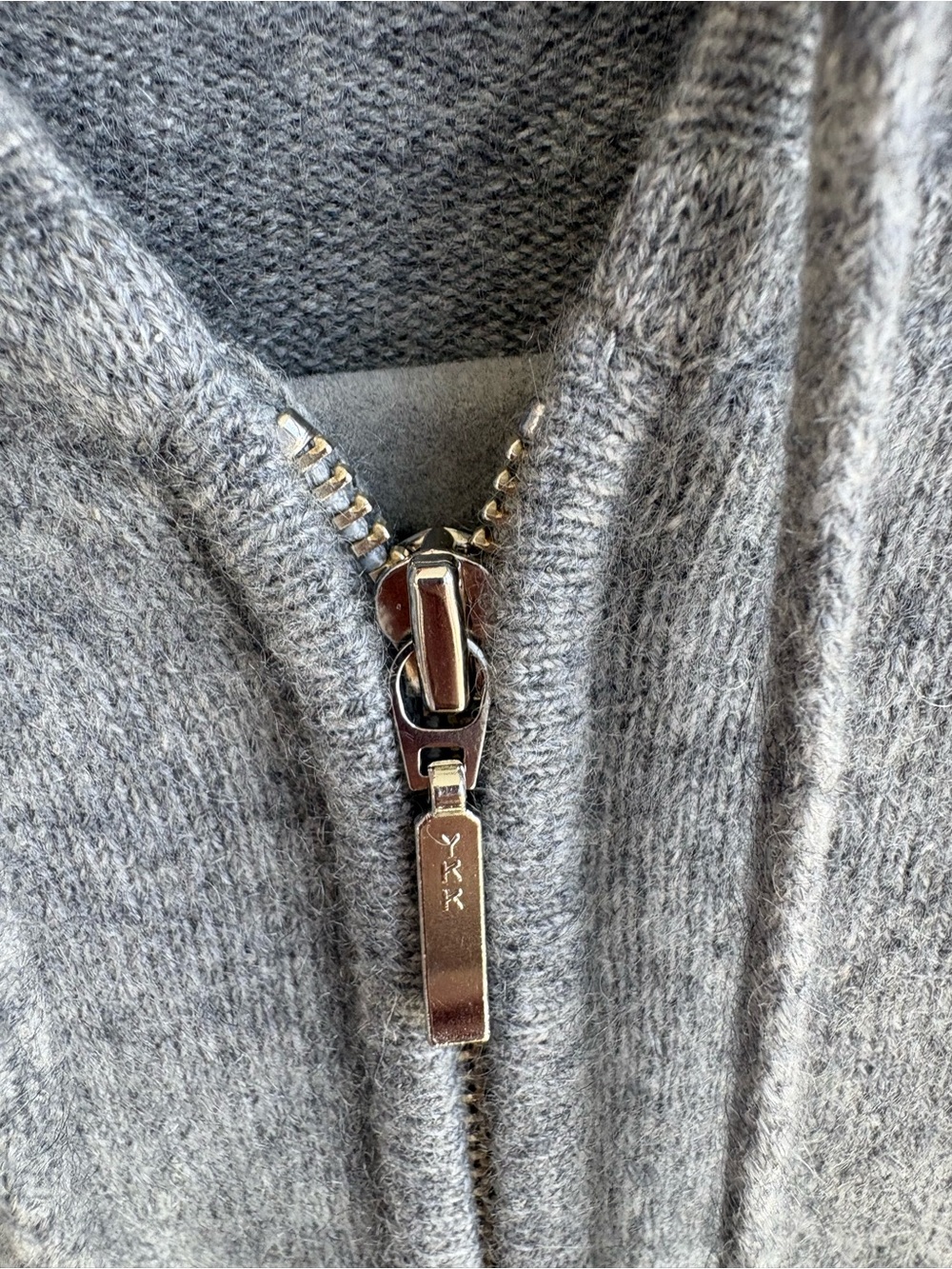 Sutton Studio Gray Cashmere Zip Hoodie with Repairs, Size Small - Picture 9 of 10